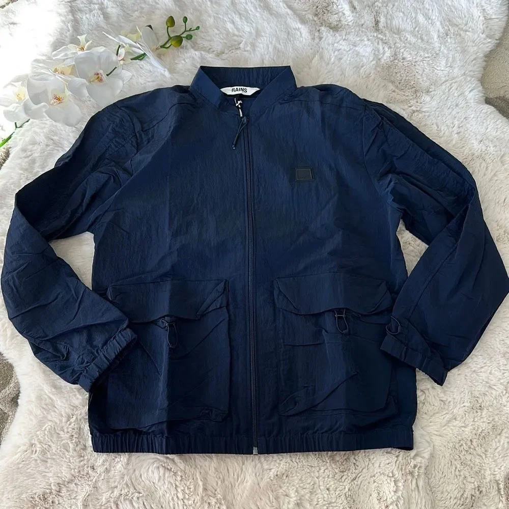 Rains Lightweight Bomber Jacket in Ink Size M - Picture 3 of 6